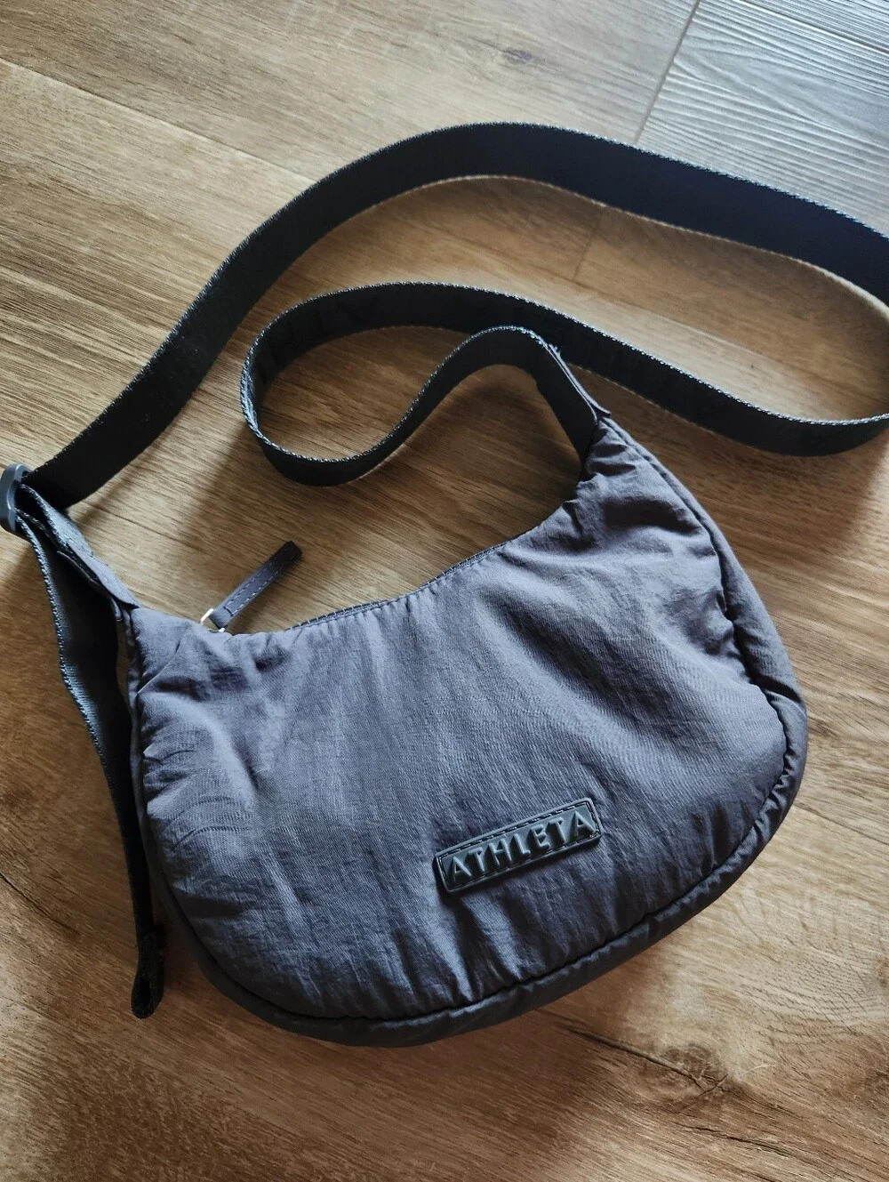 Athleta Gray Mini Crescent Nylon Crossbody Purse